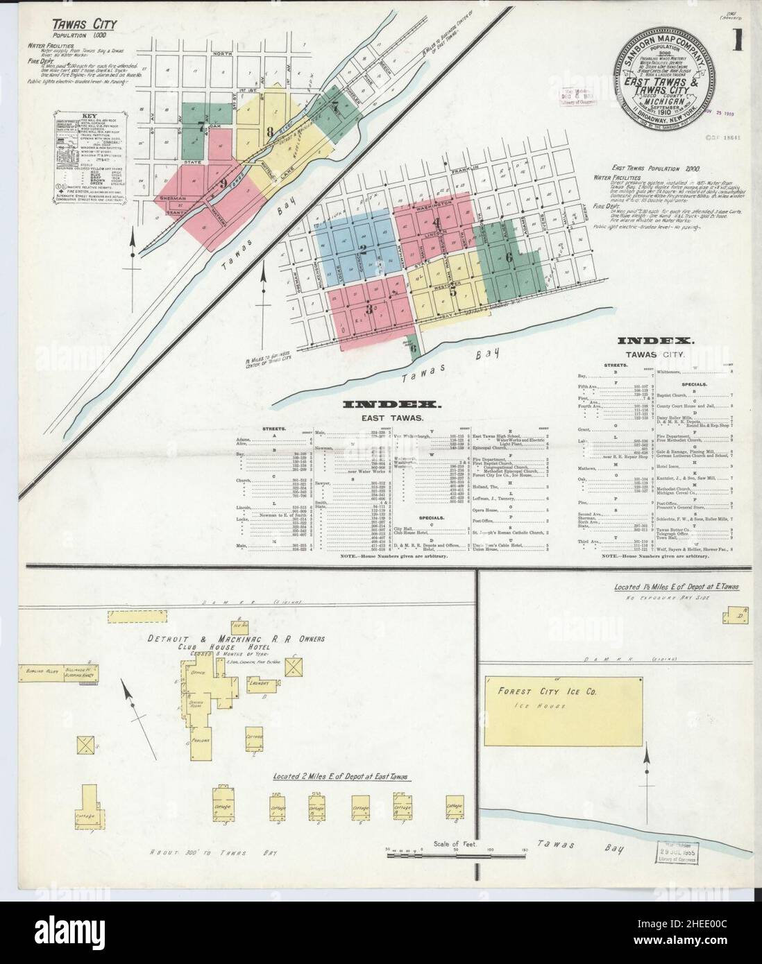 Sanborn Fire Insurance Map from East Tawas, IOSCO County, Michigan. Foto Stock