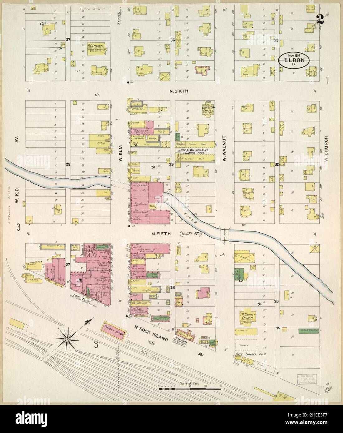 Sanborn Fire Insurance Map da Eldon, Contea di Wapello, Iowa. Foto Stock