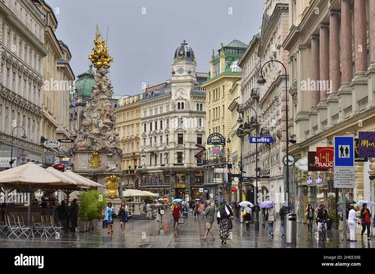 Graben - la strada principale dello shopping nella Città Innere (primo distretto) di Vienna Austria. Foto Stock