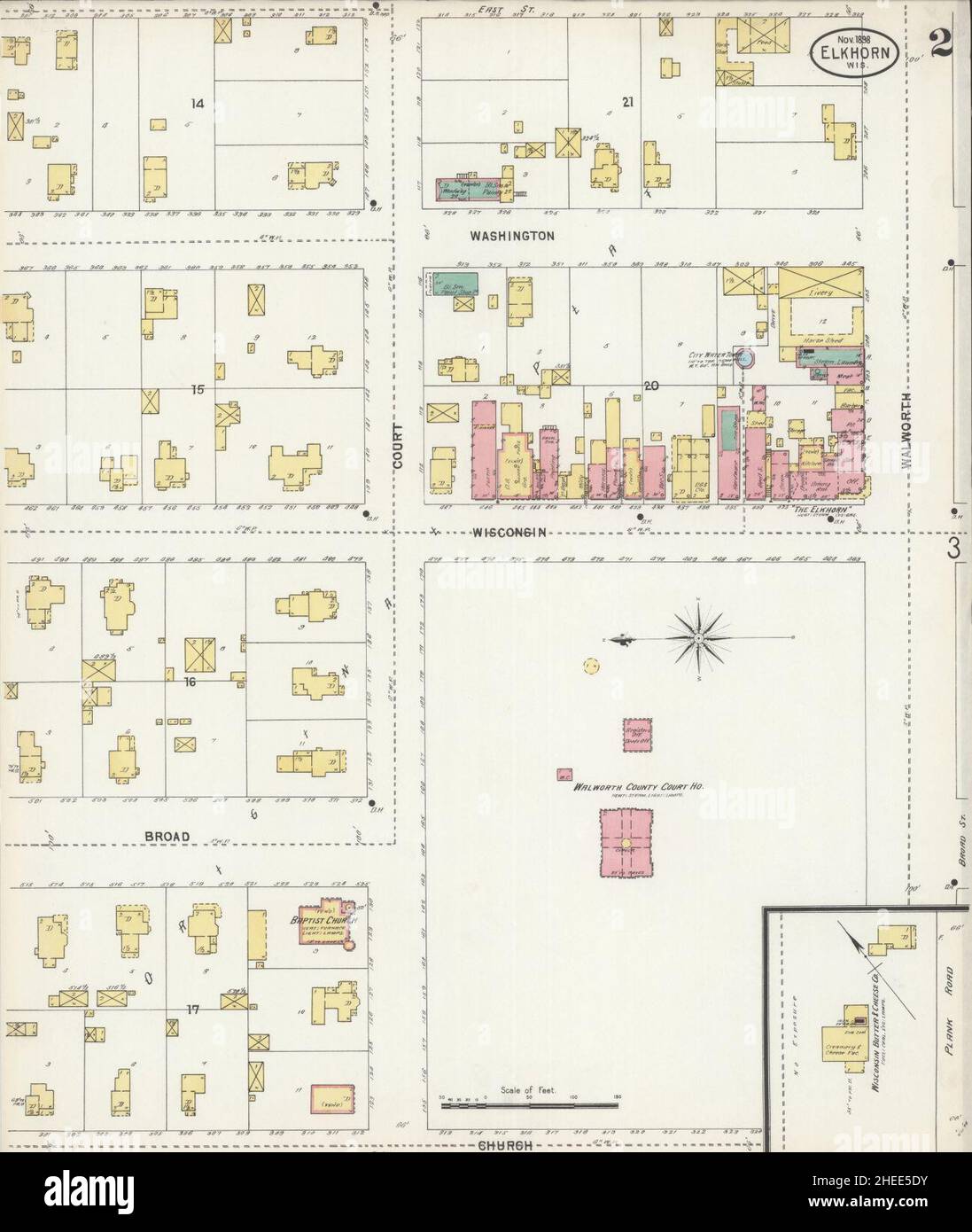 Sanborn Fire Insurance Map from Elkhorn, Walworth County, Wisconsin. Foto Stock