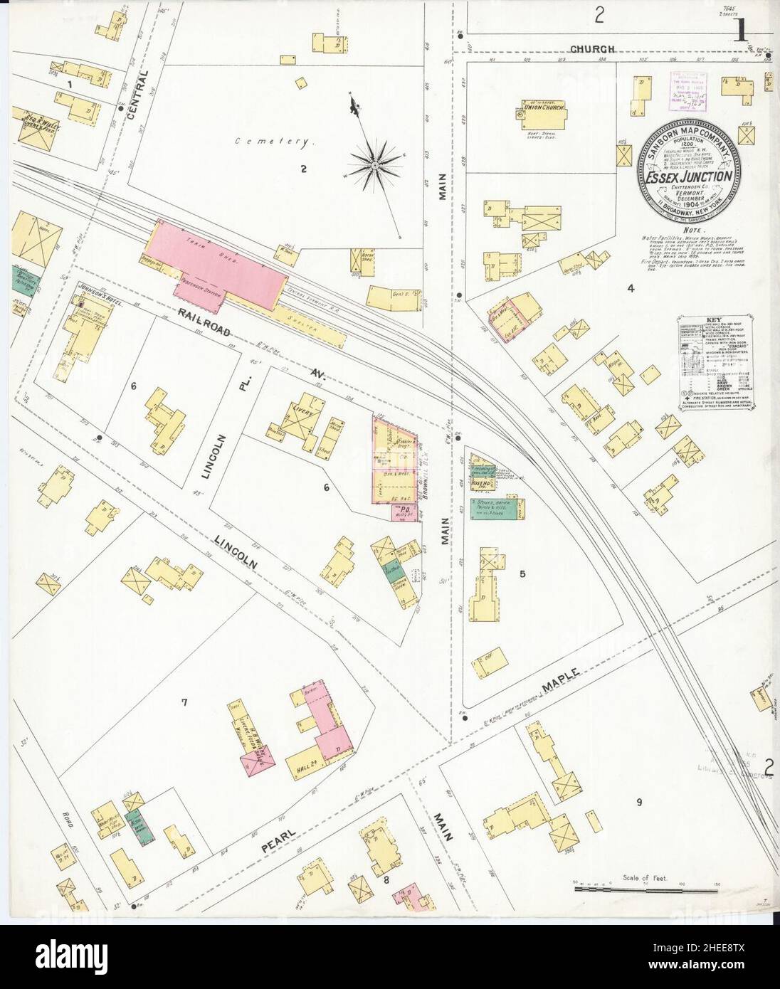Sanborn Fire Insurance Map from Essex Junction, Chittenden County, Vermont. Foto Stock