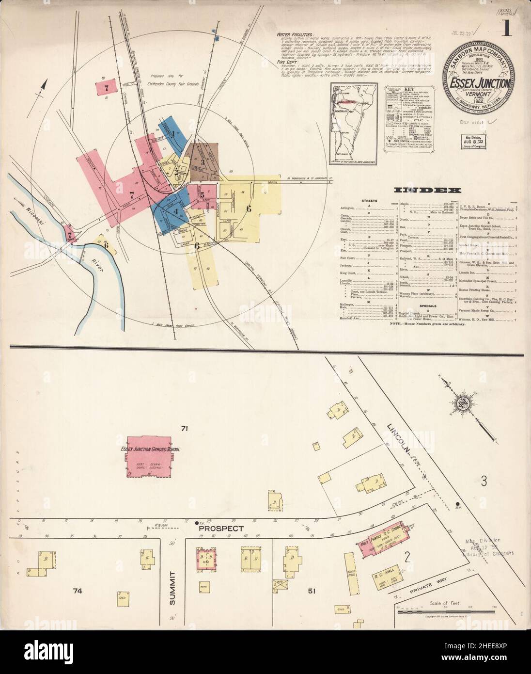 Sanborn Fire Insurance Map from Essex Junction, Chittenden County, Vermont. Foto Stock