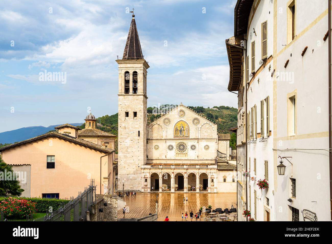 Il Duomo di Spoleto (Duomo di Santa Maria Assunta) è un bell'esempio di romanico, Umbria, Italia Foto Stock