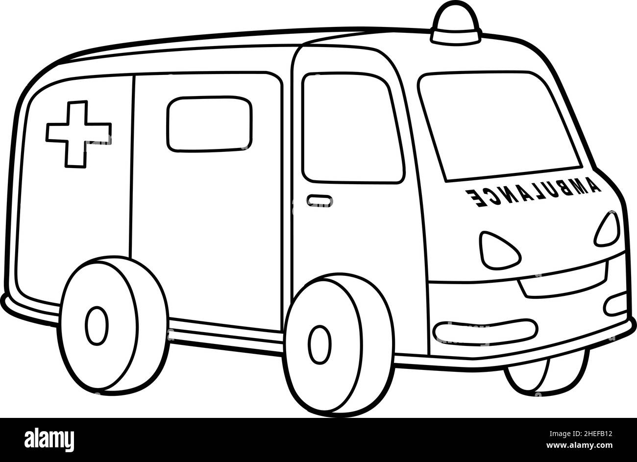 Ambulanza colorazione pagina isolato per i bambini Illustrazione Vettoriale