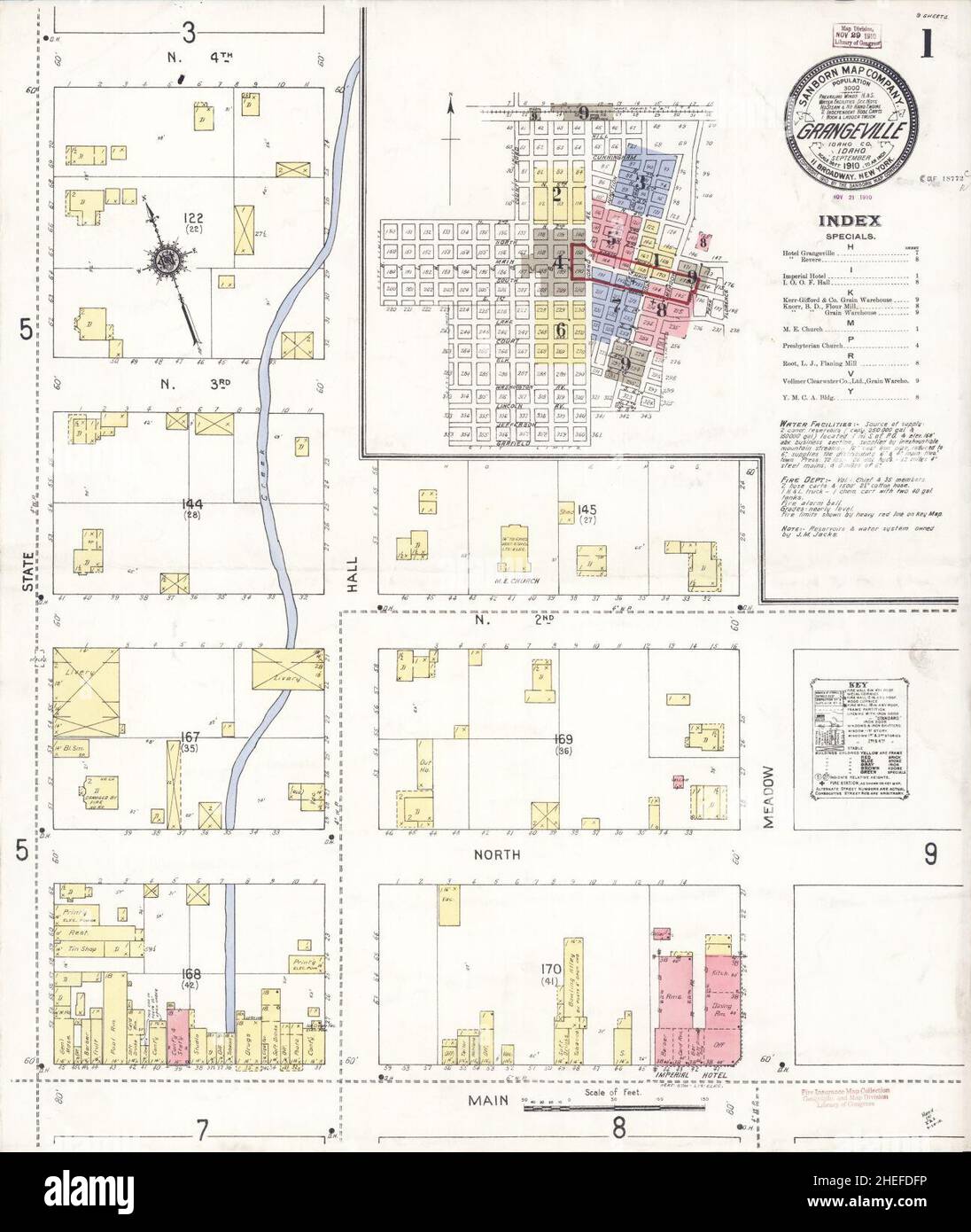 Sanborn Fire Insurance Map da Grangeville, Idaho County, Idaho. Foto Stock