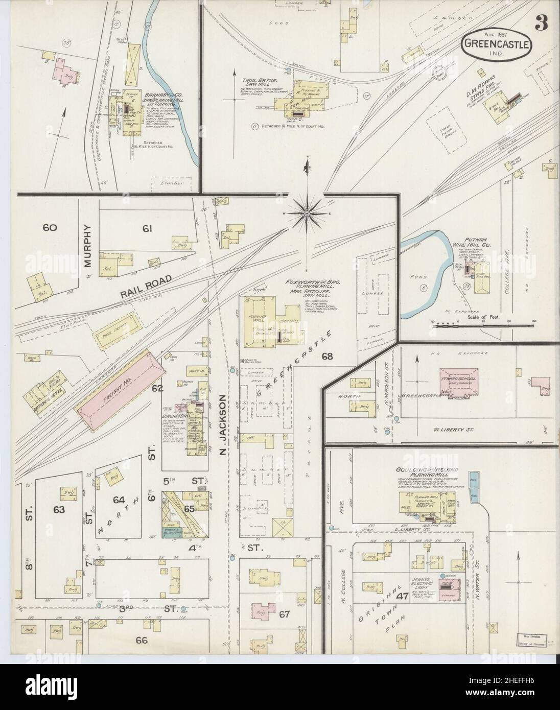 Sanborn Fire Insurance Map da Greencastle, Putnam County, Indiana. Foto Stock