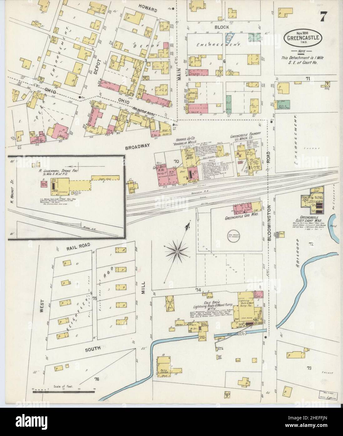 Sanborn Fire Insurance Map da Greencastle, Putnam County, Indiana. Foto Stock