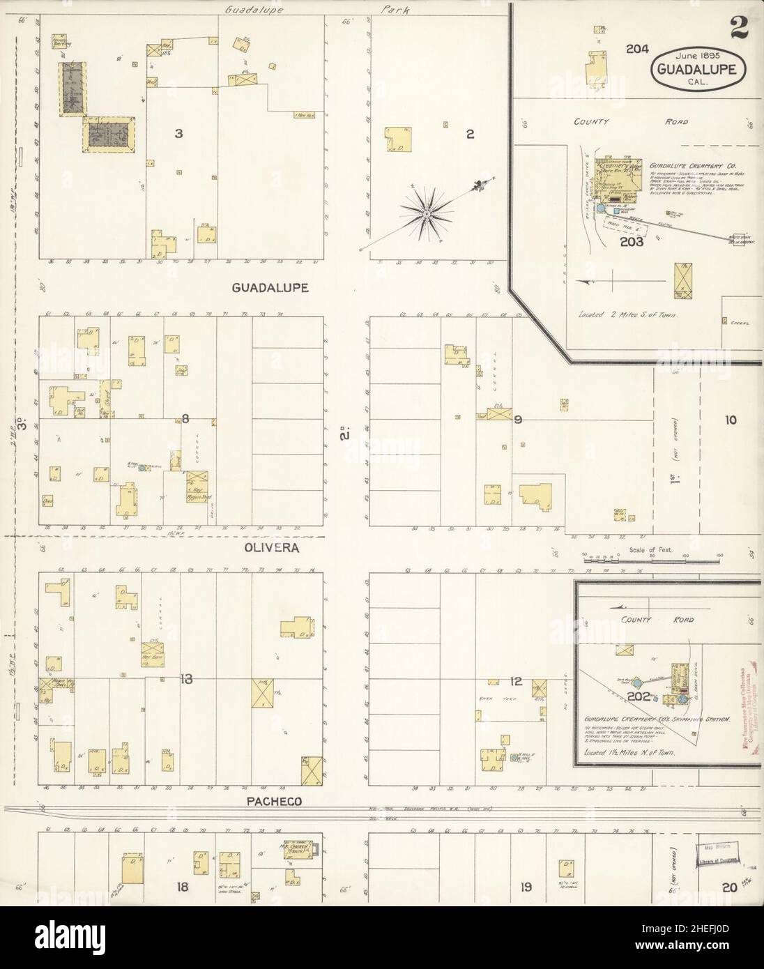 Sanborn Fire Insurance Map from Guadalupe, Santa Barbara County, California. Foto Stock