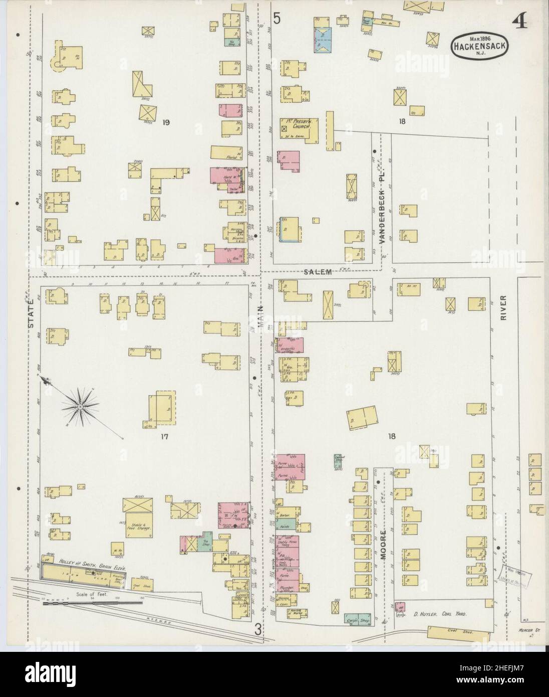 Sanborn Fire Insurance Map da Hackensack, Bergen County, New Jersey. Foto Stock