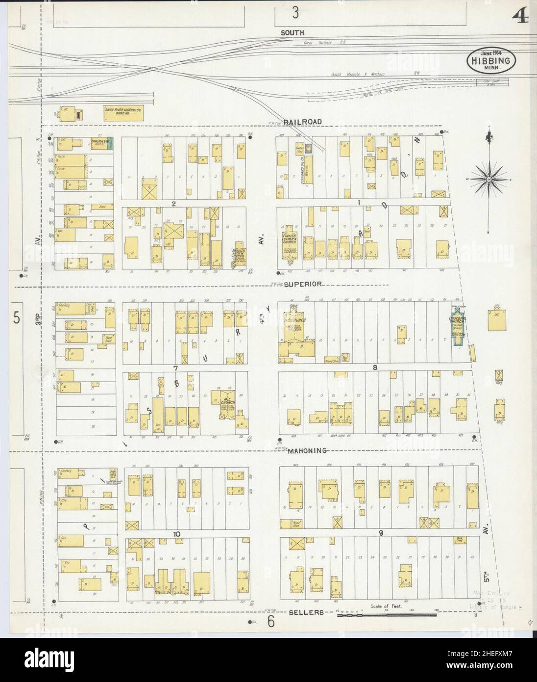 Sanborn Fire Insurance Map from Hibbing, Saini Louis County, Minnesota. Foto Stock