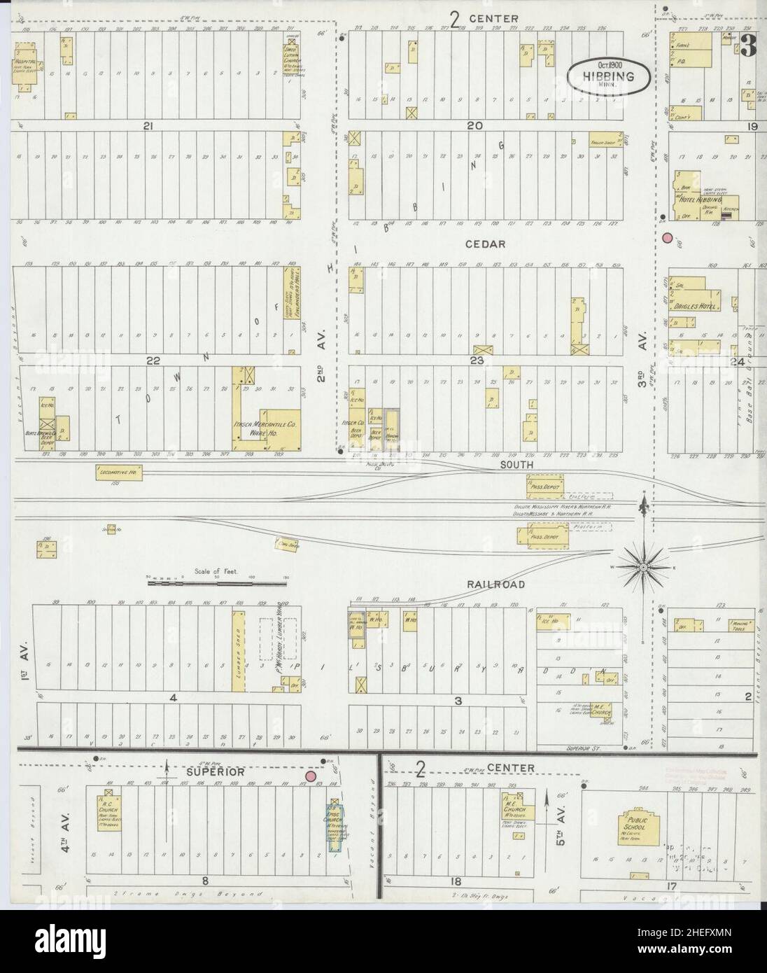 Sanborn Fire Insurance Map from Hibbing, Saini Louis County, Minnesota. Foto Stock