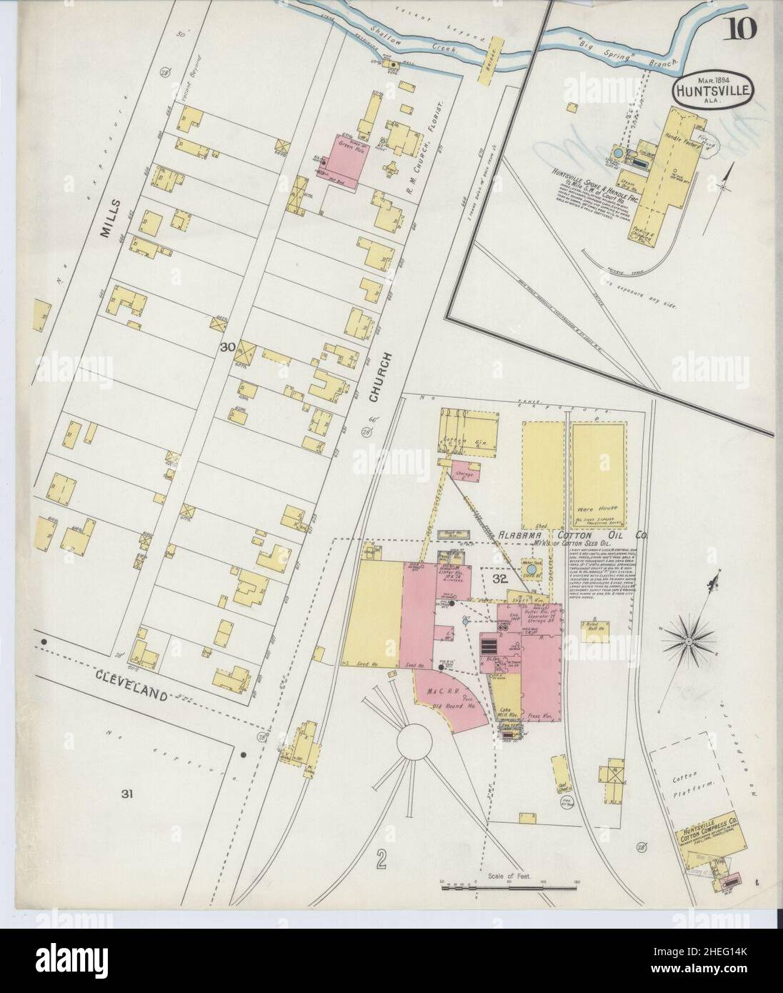 Sanborn Fire Insurance Map from Huntsville, Madison County, Alabama. Foto Stock