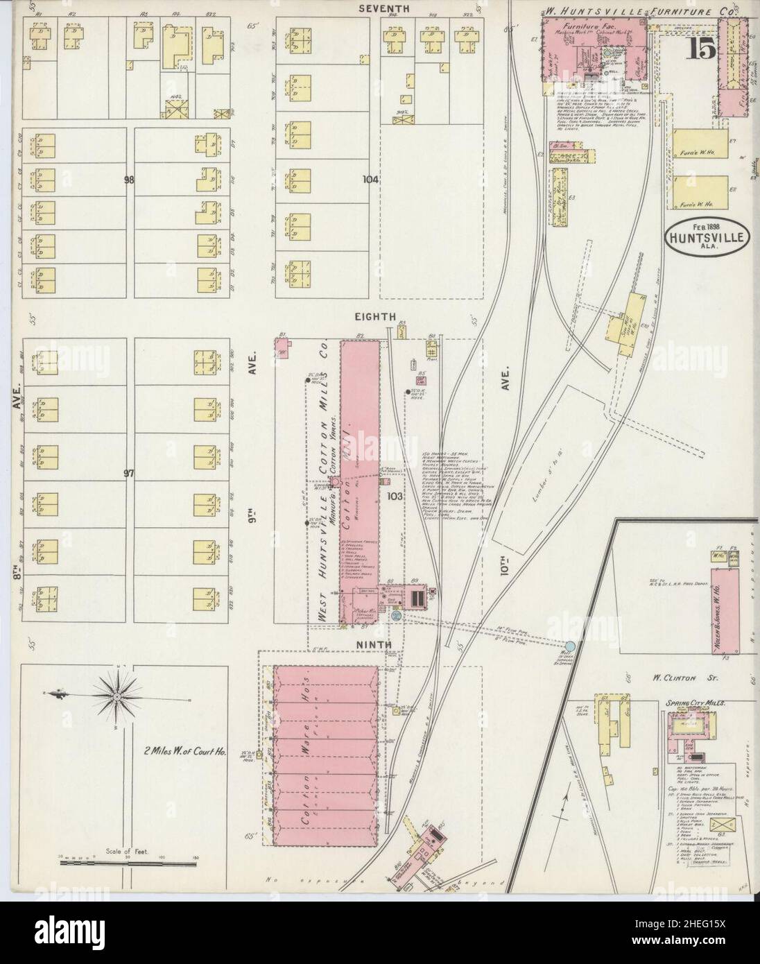 Sanborn Fire Insurance Map from Huntsville, Madison County, Alabama. Foto Stock