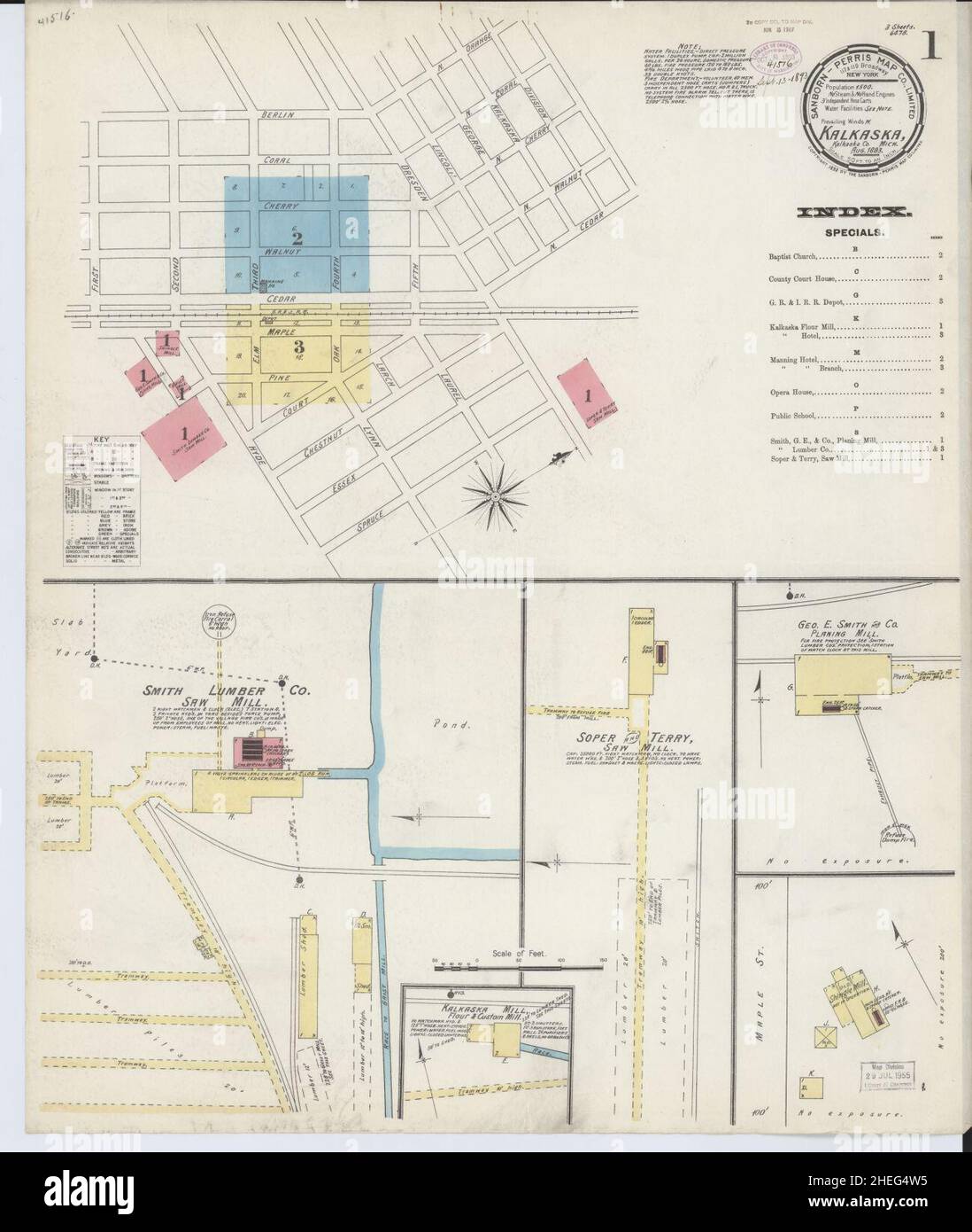 Sanborn Fire Insurance Map from Kalkaska, Kalkaska County, Michigan. Foto Stock