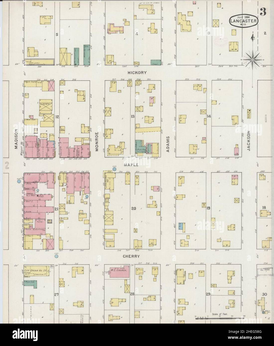 Sanborn Fire Insurance Map da Lancaster, Grant County, Wisconsin. Foto Stock