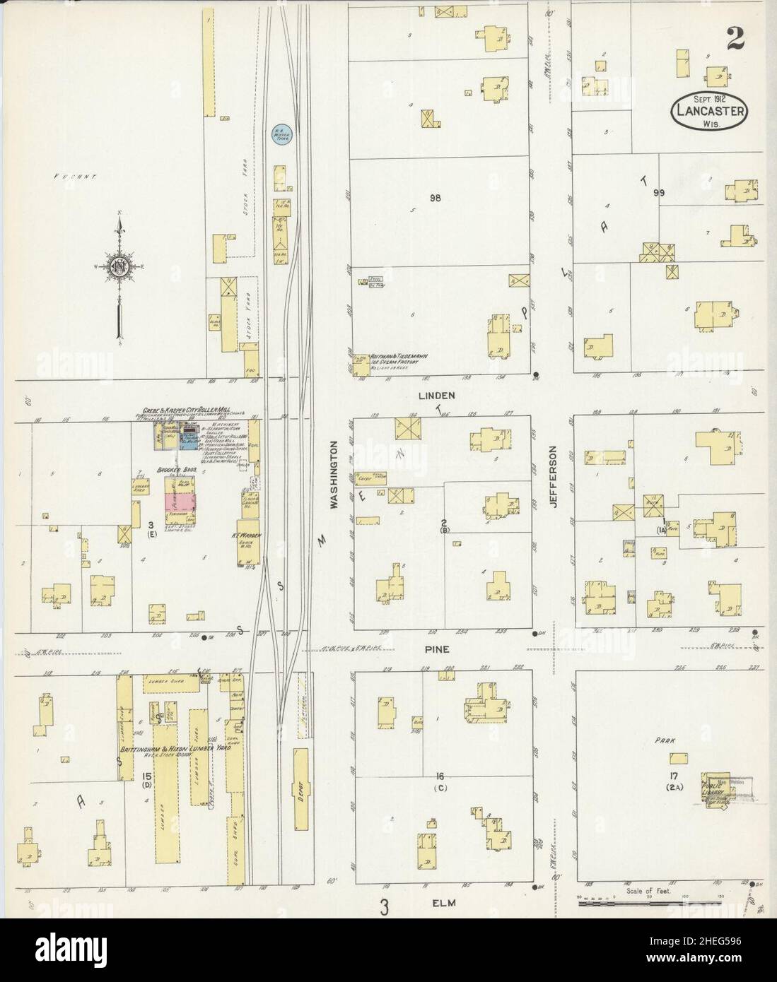 Sanborn Fire Insurance Map da Lancaster, Grant County, Wisconsin. Foto Stock