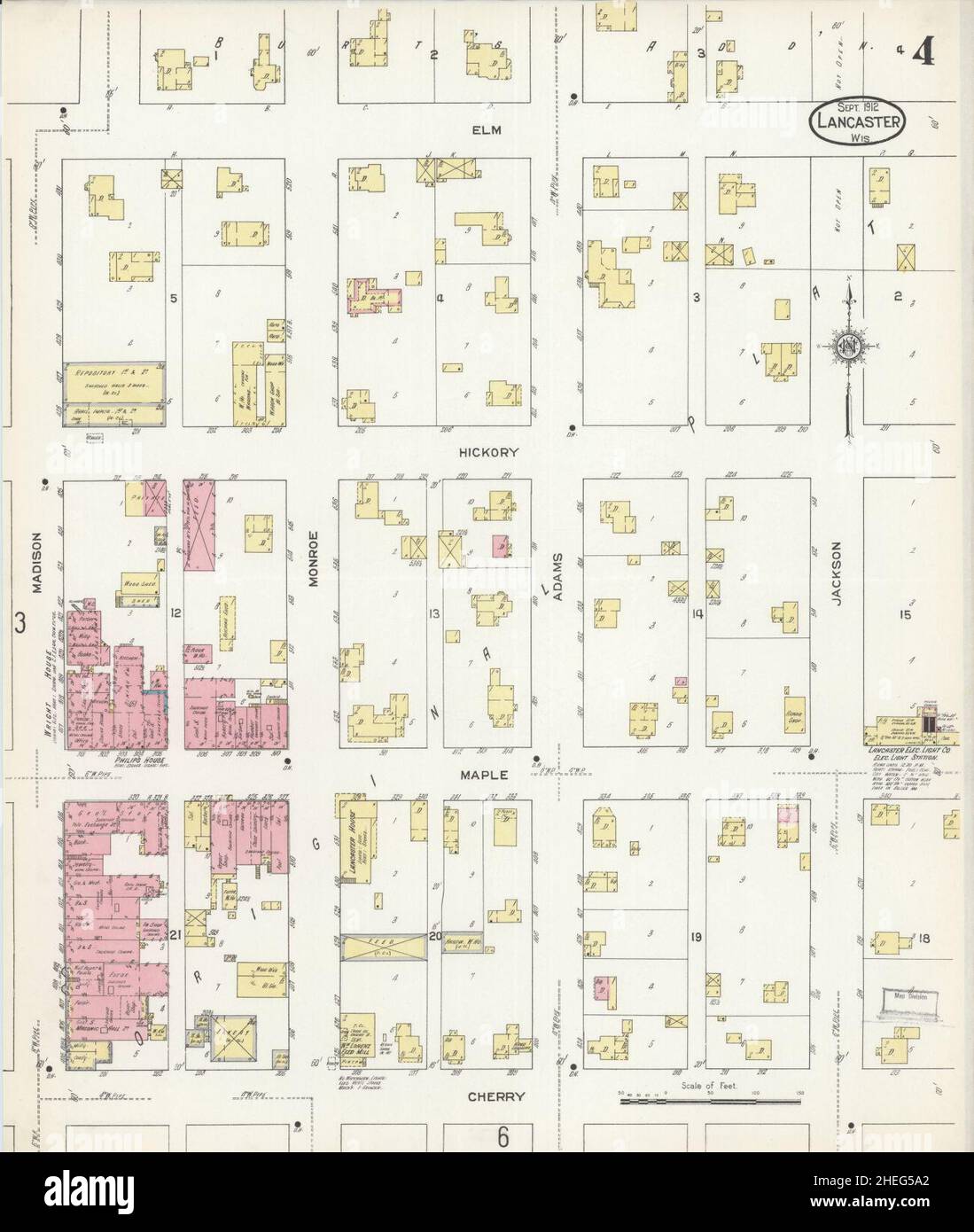 Sanborn Fire Insurance Map da Lancaster, Grant County, Wisconsin. Foto Stock