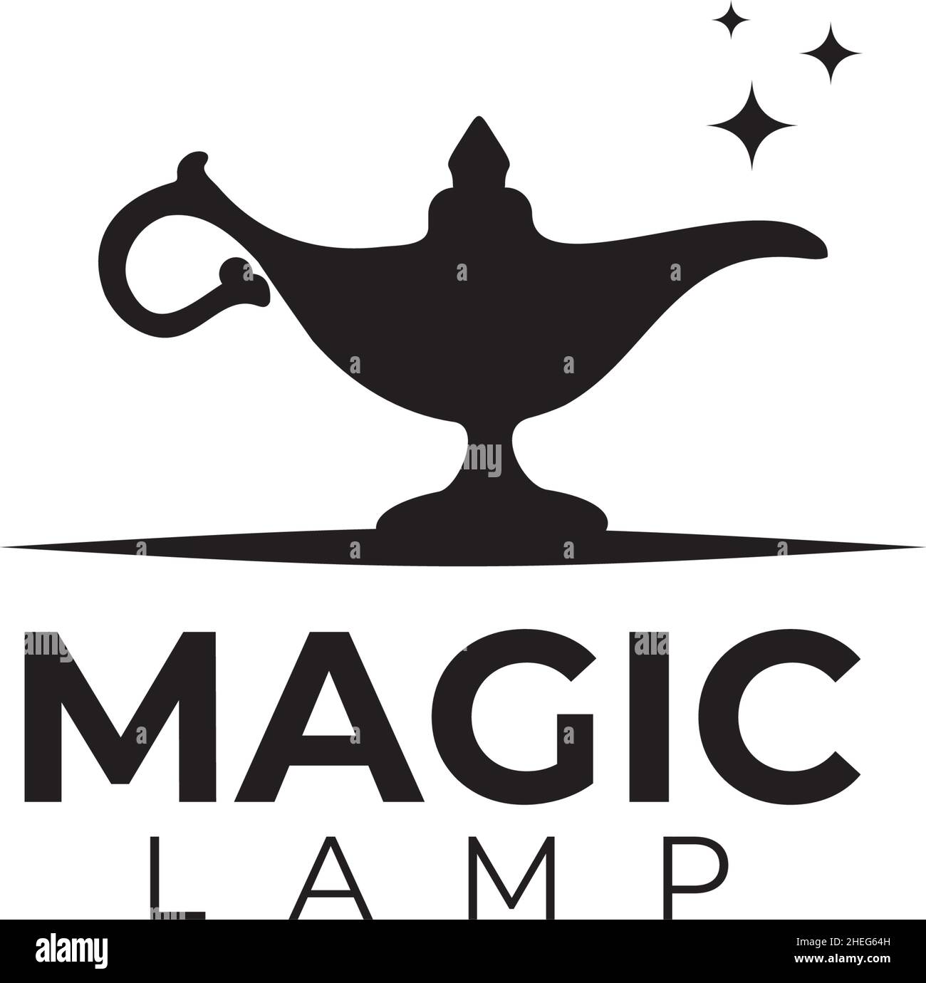 Nero tradizionale lampada magica design vettoriale logo Illustrazione Vettoriale