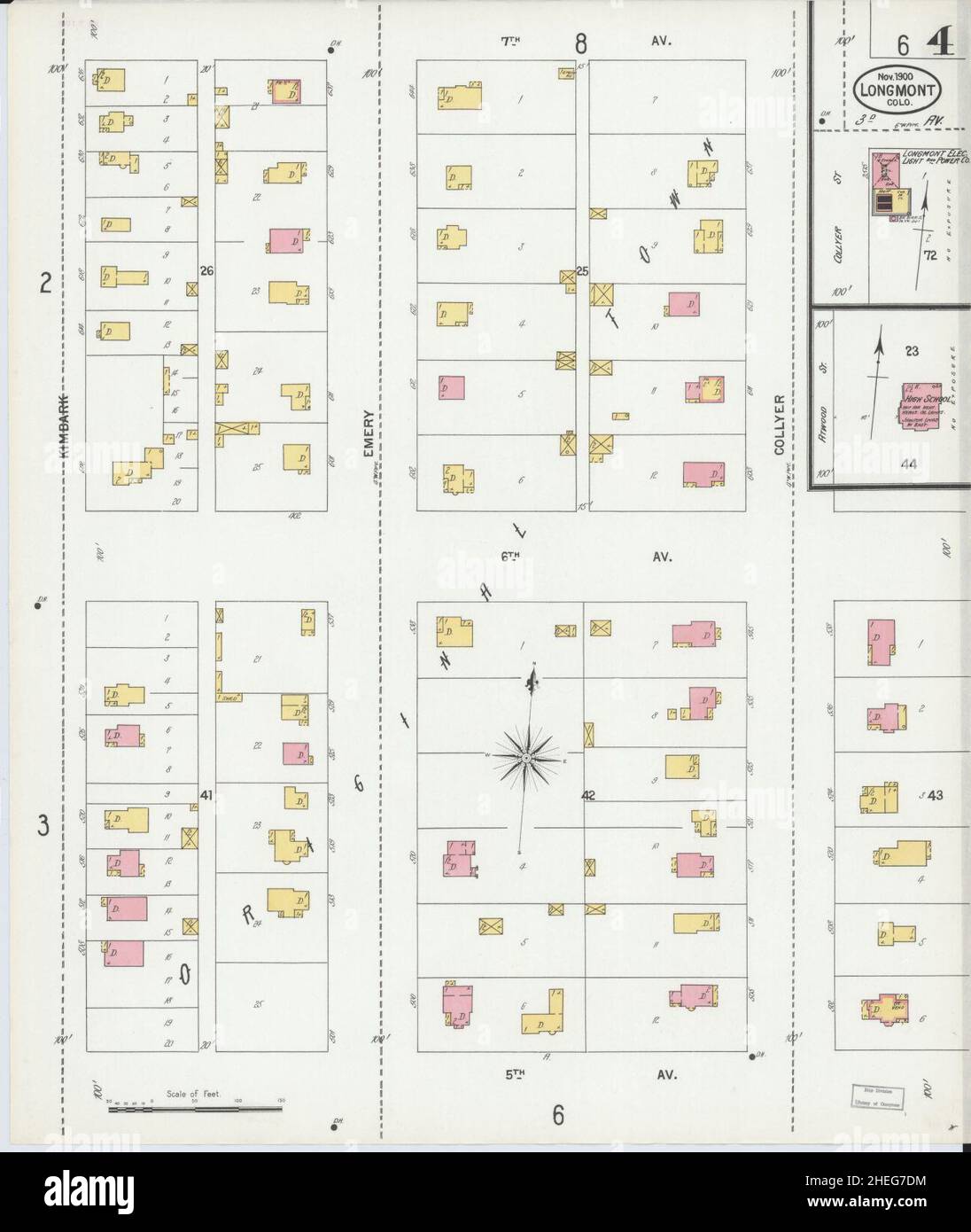 Sanborn Fire Insurance Map da Longmont, Boulder County, Colorado. Foto Stock