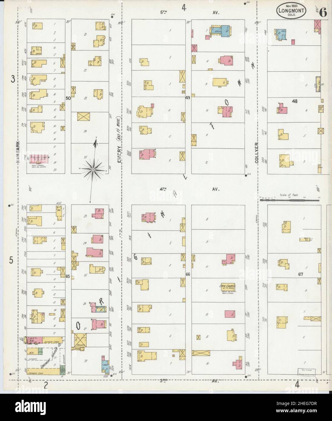 Sanborn Fire Insurance Map da Longmont, Boulder County, Colorado. Foto Stock