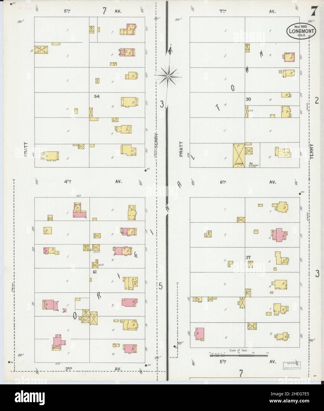 Sanborn Fire Insurance Map da Longmont, Boulder County, Colorado. Foto Stock