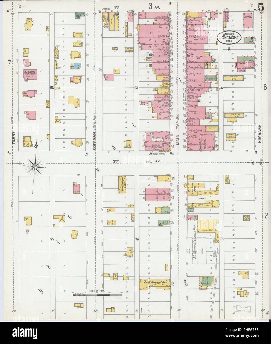 Sanborn Fire Insurance Map da Longmont, Boulder County, Colorado. Foto Stock