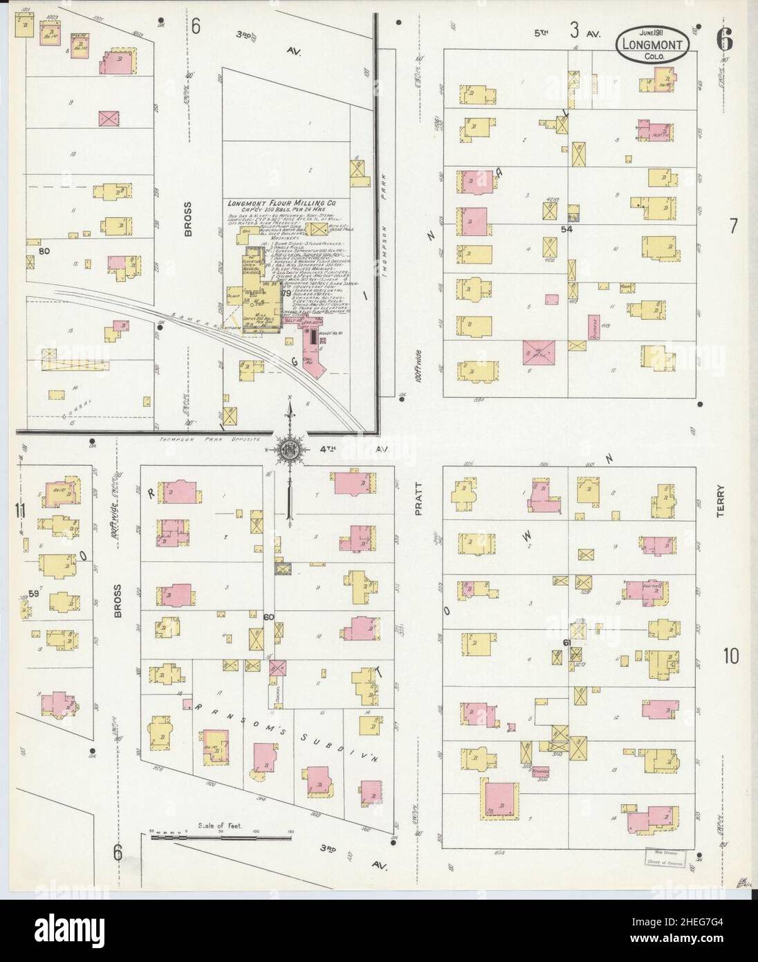 Sanborn Fire Insurance Map da Longmont, Boulder County, Colorado. Foto Stock