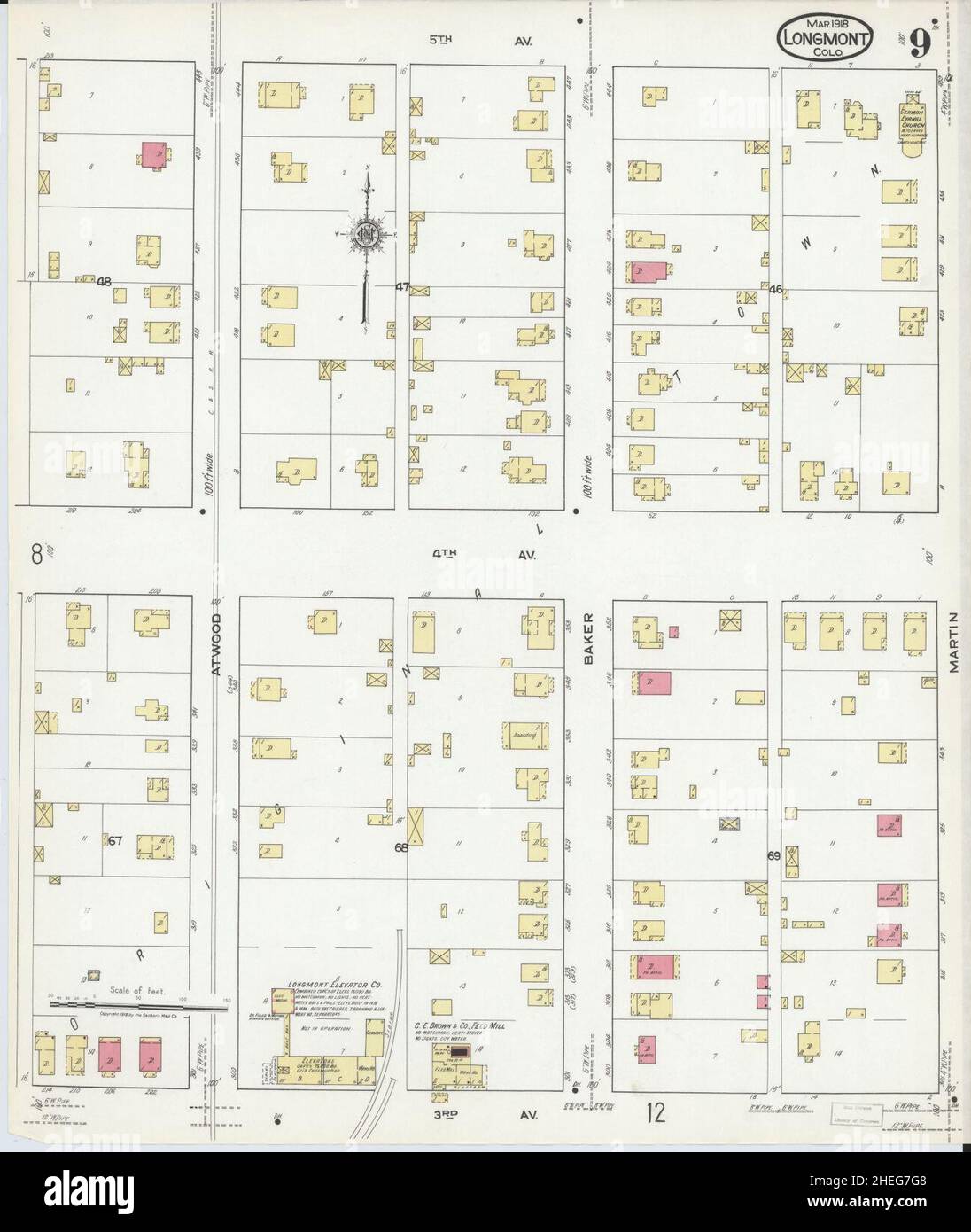 Sanborn Fire Insurance Map da Longmont, Boulder County, Colorado. Foto Stock