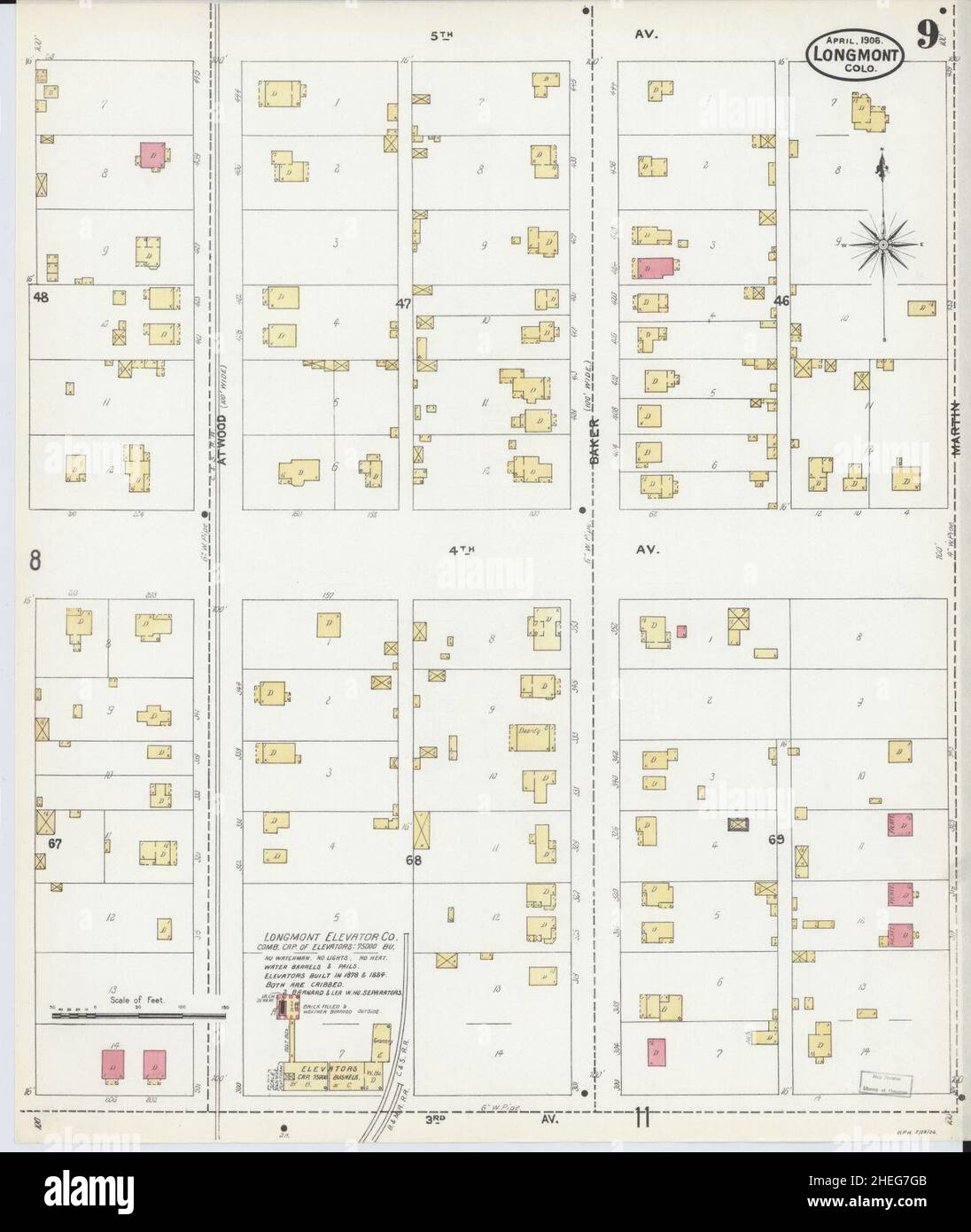 Sanborn Fire Insurance Map da Longmont, Boulder County, Colorado. Foto Stock