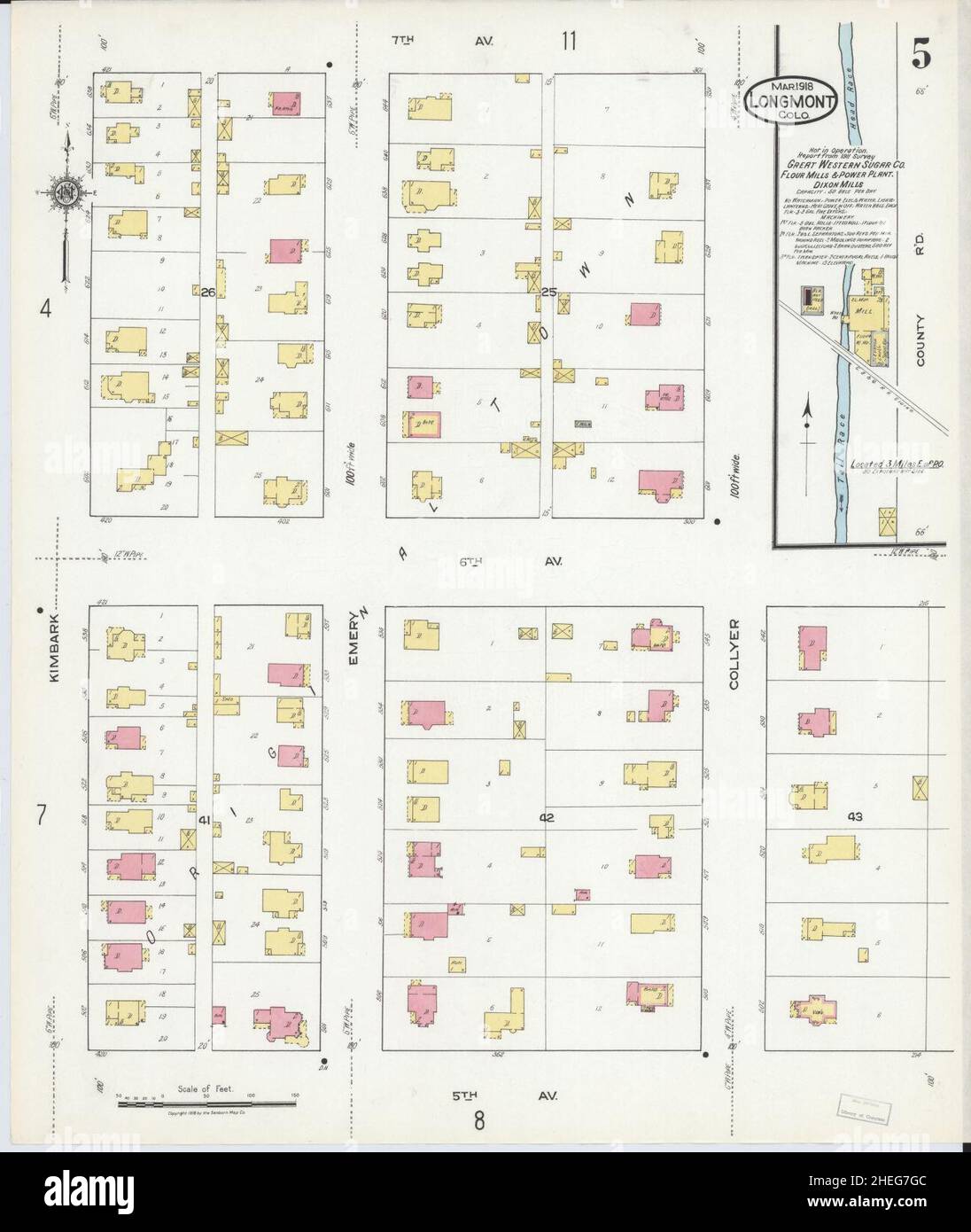 Sanborn Fire Insurance Map da Longmont, Boulder County, Colorado. Foto Stock