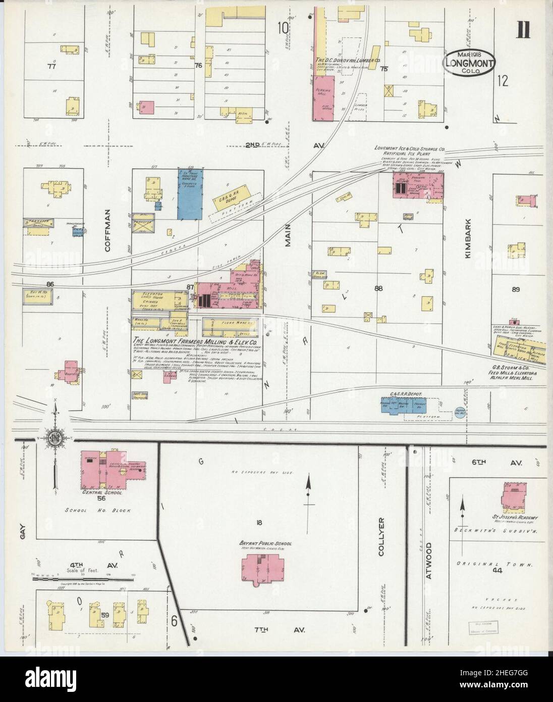 Sanborn Fire Insurance Map da Longmont, Boulder County, Colorado. Foto Stock