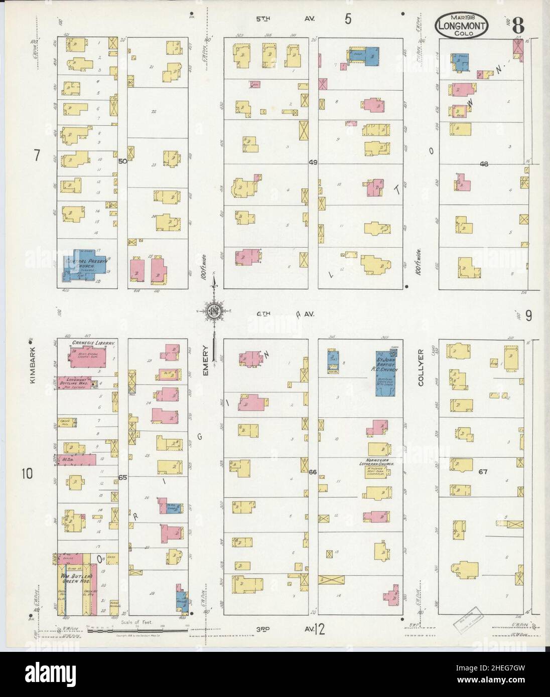 Sanborn Fire Insurance Map da Longmont, Boulder County, Colorado. Foto Stock