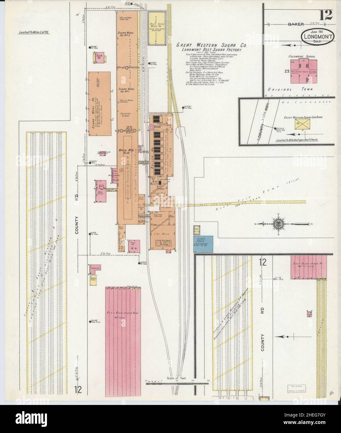 Sanborn Fire Insurance Map da Longmont, Boulder County, Colorado. Foto Stock