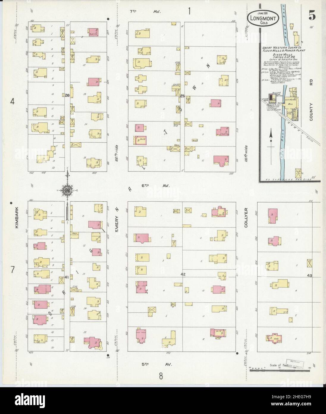 Sanborn Fire Insurance Map da Longmont, Boulder County, Colorado. Foto Stock