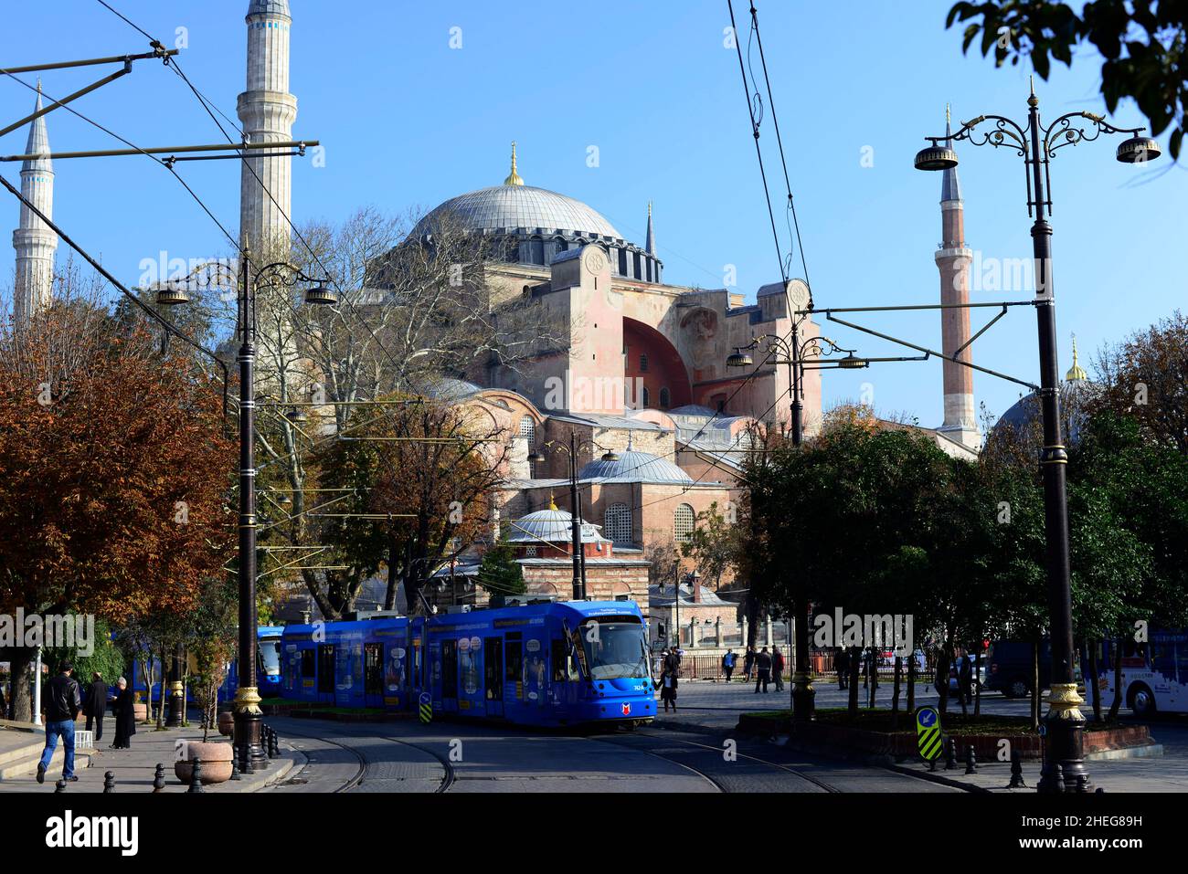 Aya Sofya visto da Sultanahmet Park a Istanbul. Foto Stock