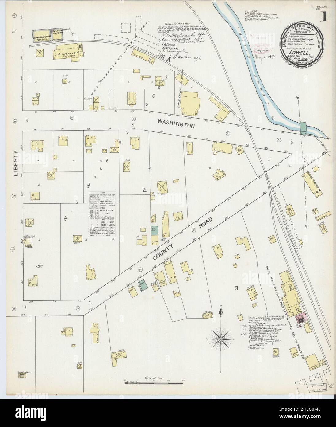 Sanborn Fire Insurance Map da Lowell, Lake County, Indiana. Foto Stock