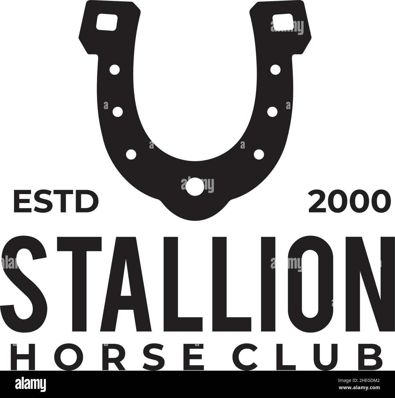 Cavallo stallone club ferro di cavallo vettore simbolo logo design Illustrazione Vettoriale