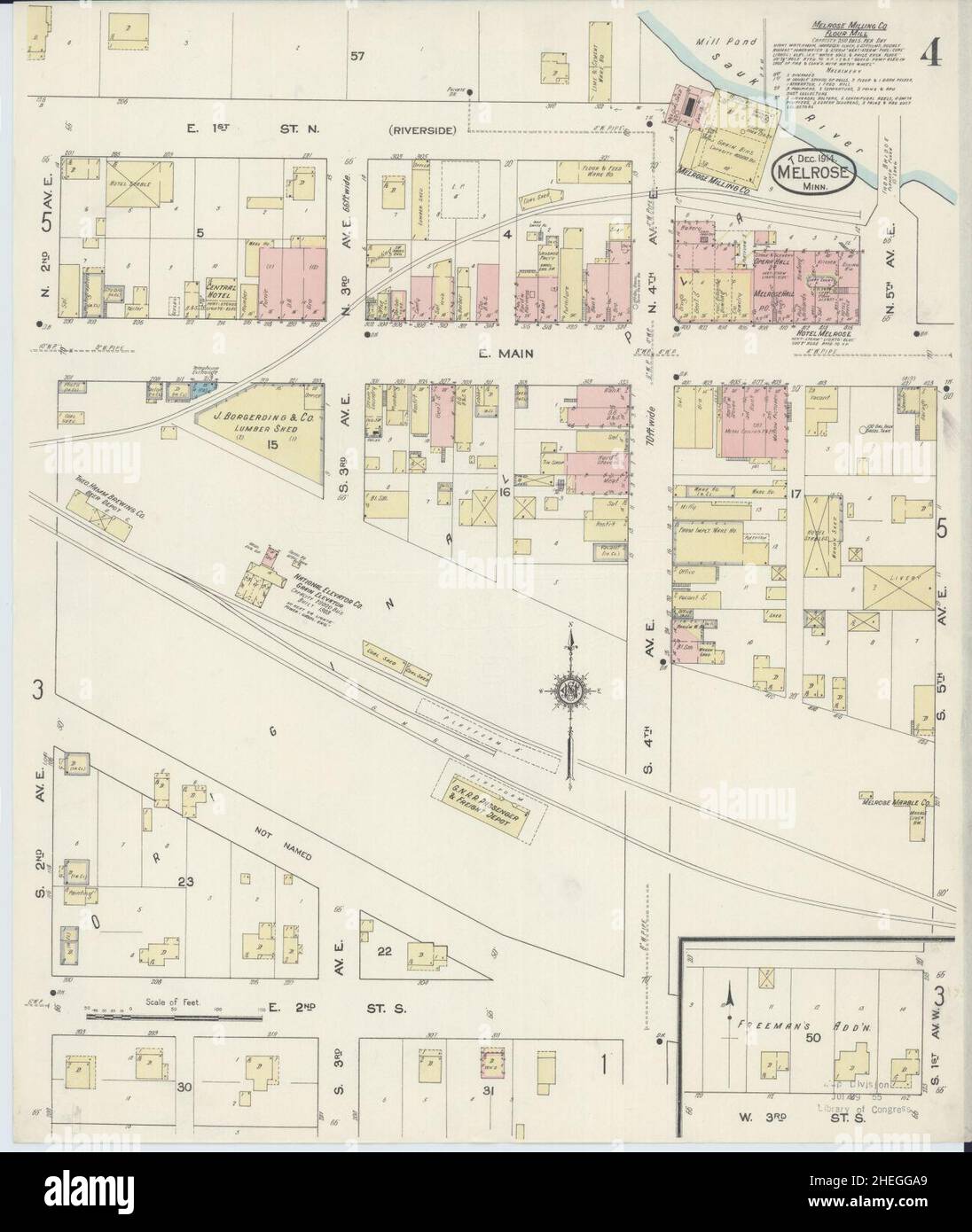 Sanborn Fire Insurance Map from Melrose, Stearns County, Minnesota. Foto Stock