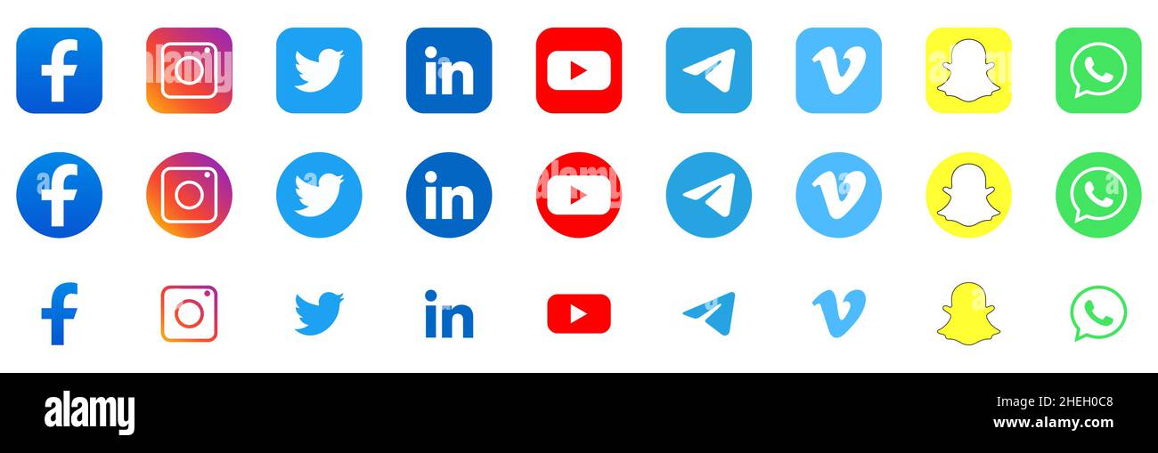 Il logo più diffuso sui social media Illustrazione Vettoriale