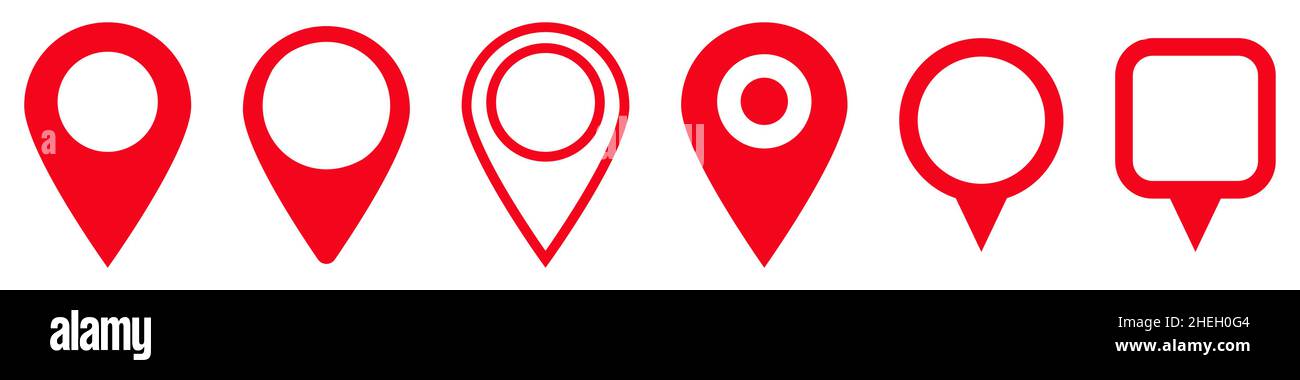 Icona rossa della mappa PIN impostata Illustrazione Vettoriale