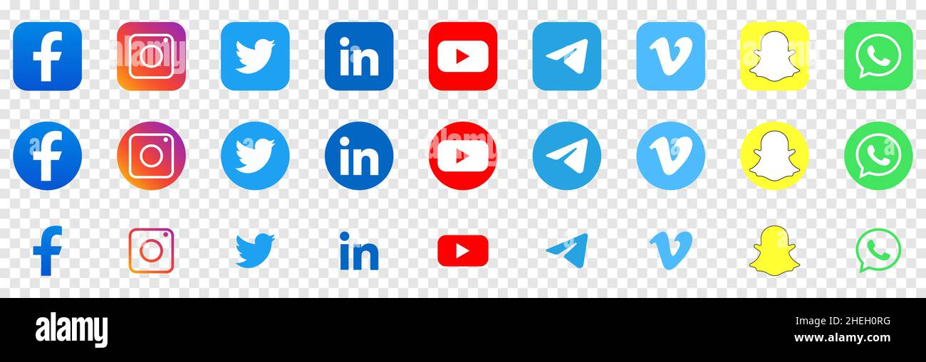 I social media le icone Illustrazione Vettoriale