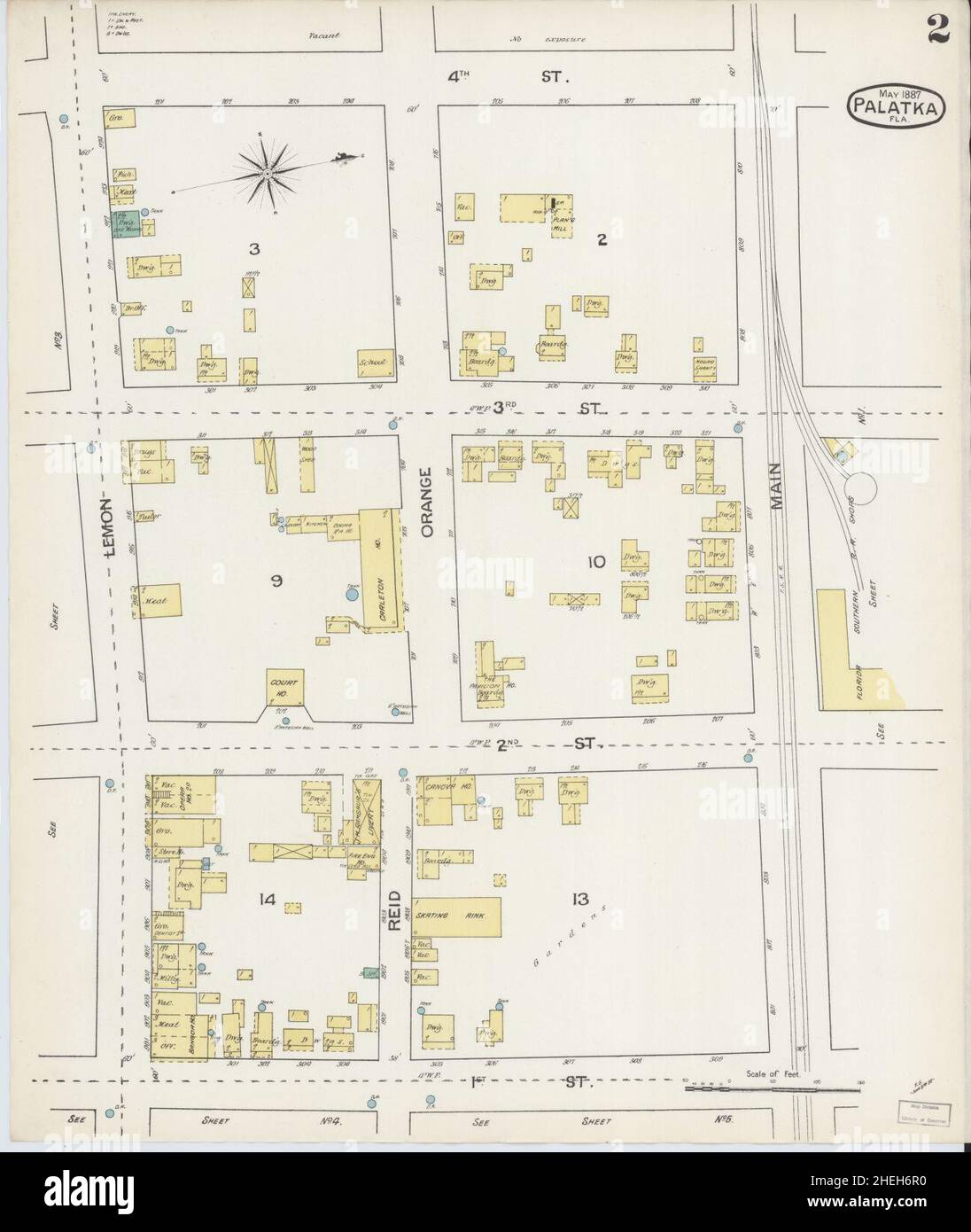 Sanborn Fire Insurance Map da Palatka, Contea di Putnam, Florida. Foto Stock