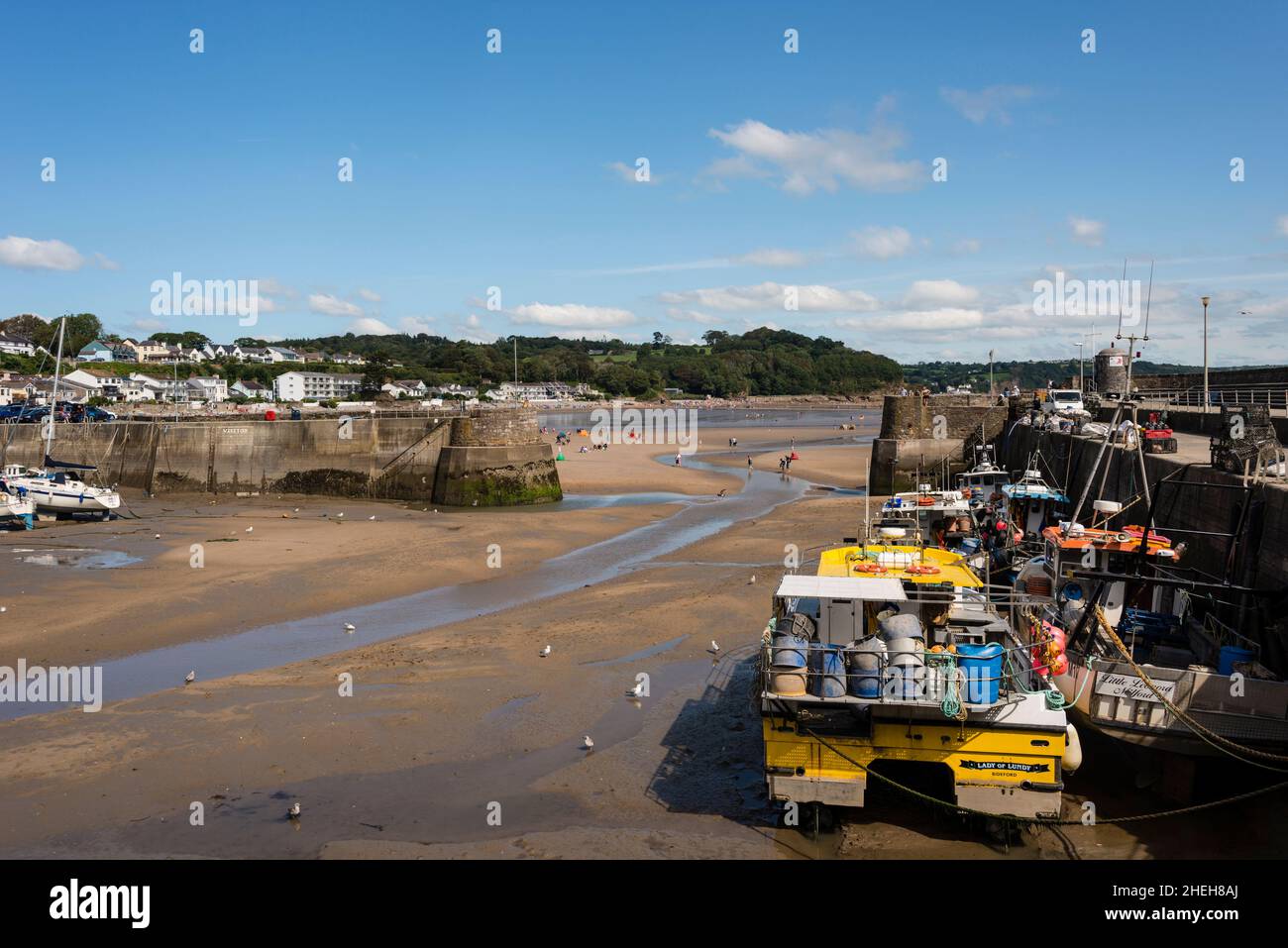Popolare destinazione di vacanza, Saundersfoot, Pembrokeshire, Galles Foto Stock