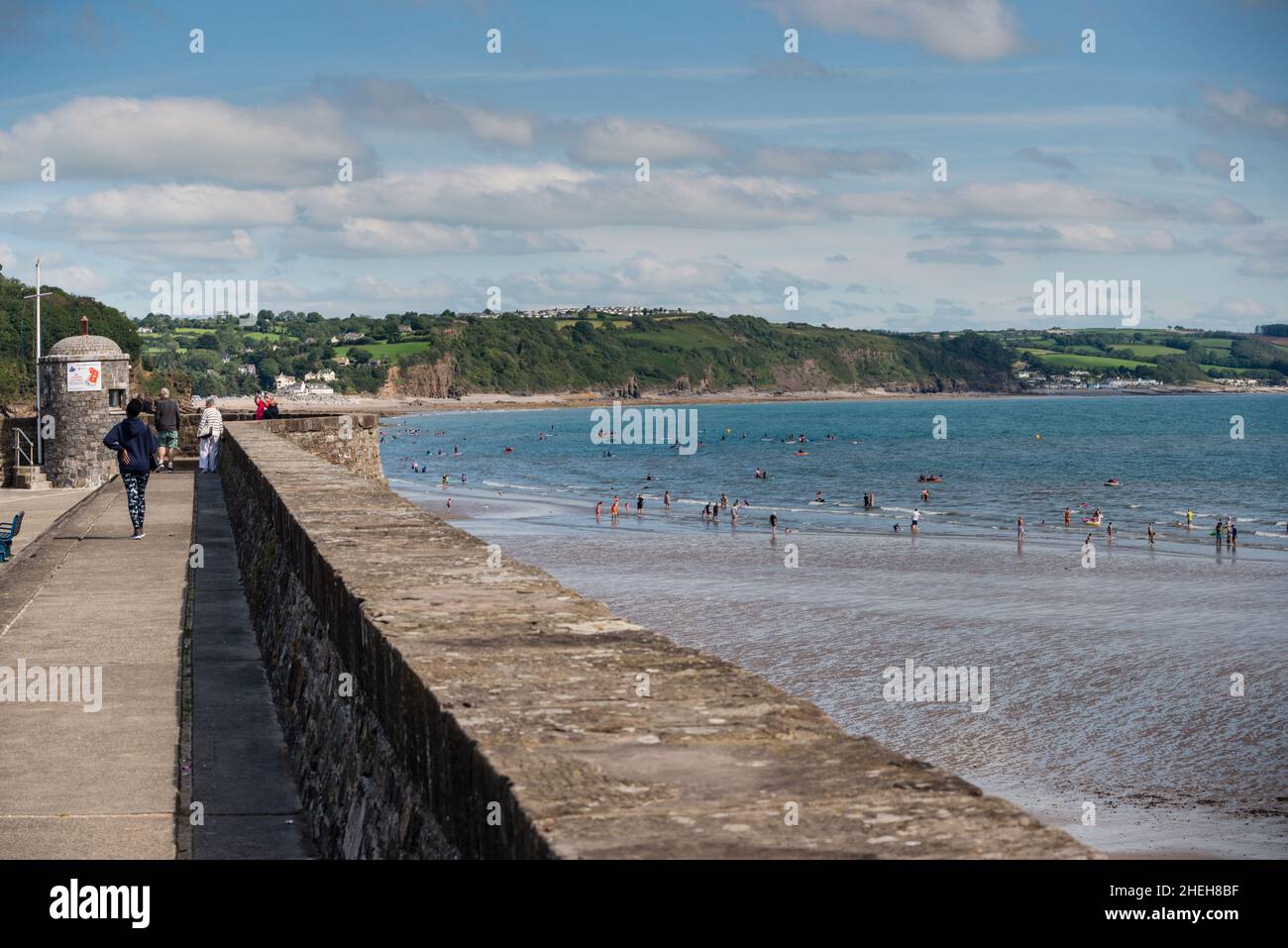 Popolare destinazione di vacanza, Saundersfoot, Pembrokeshire, Galles Foto Stock