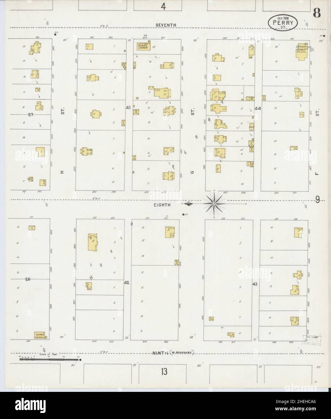 Sanborn Fire Insurance Map da Perry, Noble County, Oklahoma. Foto Stock