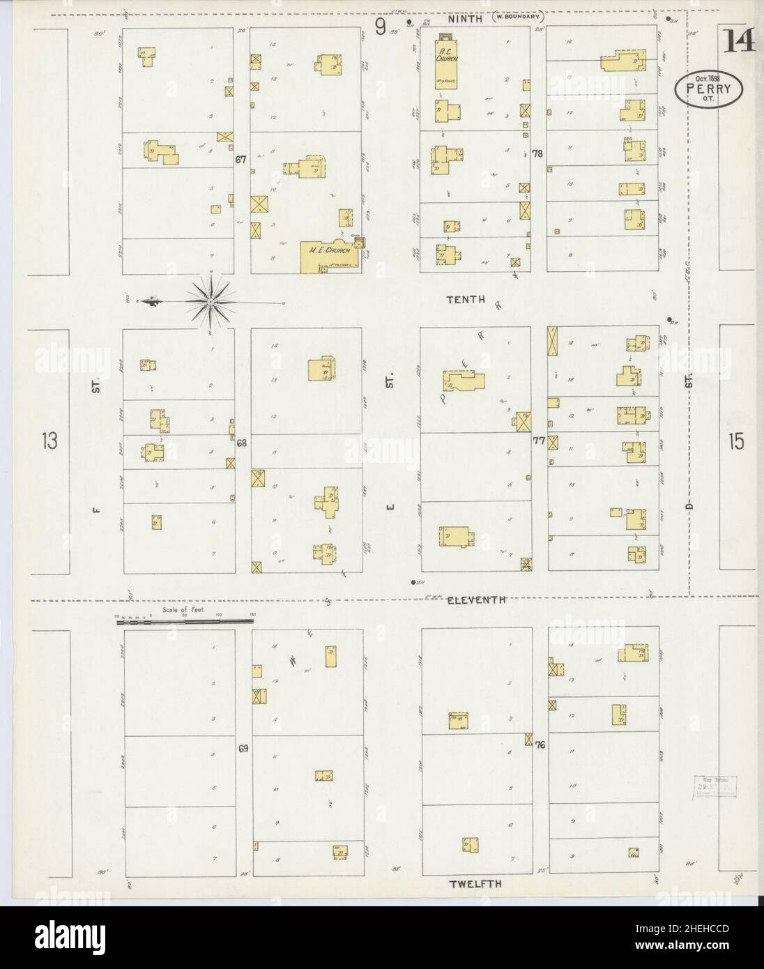 Sanborn Fire Insurance Map da Perry, Noble County, Oklahoma. Foto Stock