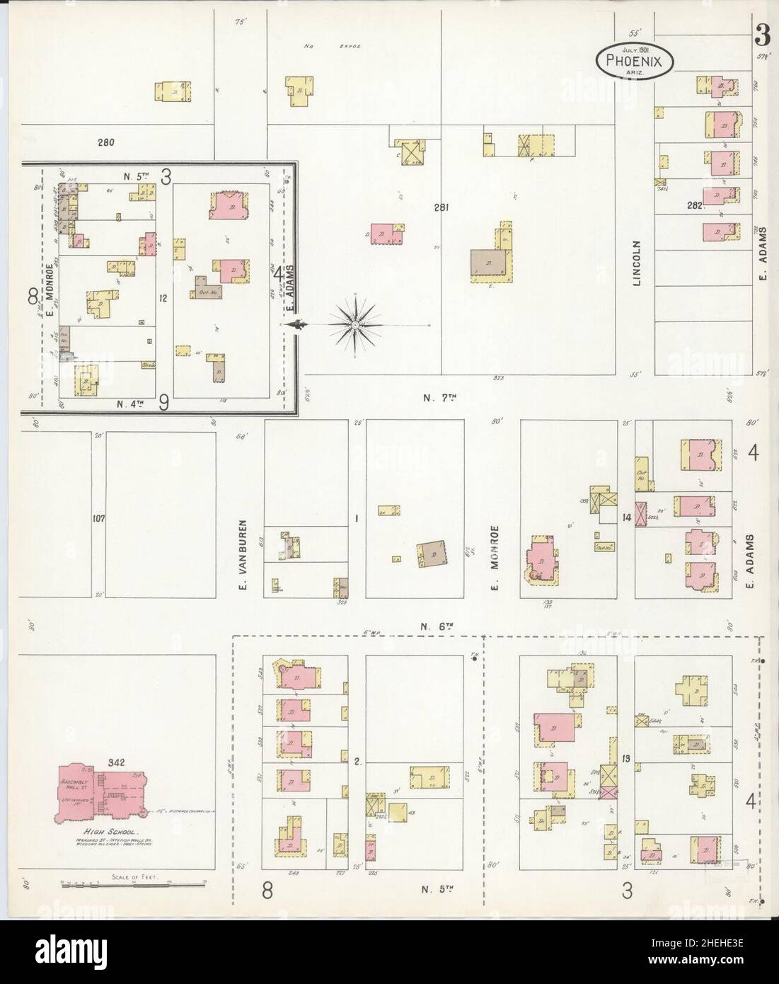 Sanborn Fire Insurance Map da Phoenix, Maricopa County, Arizona. Foto Stock
