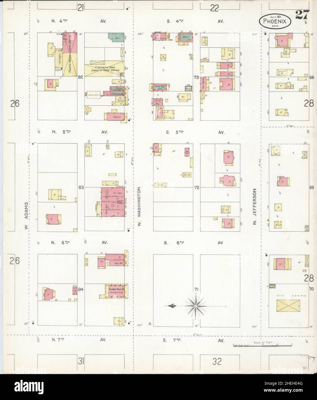Sanborn Fire Insurance Map da Phoenix, Maricopa County, Arizona. Foto Stock
