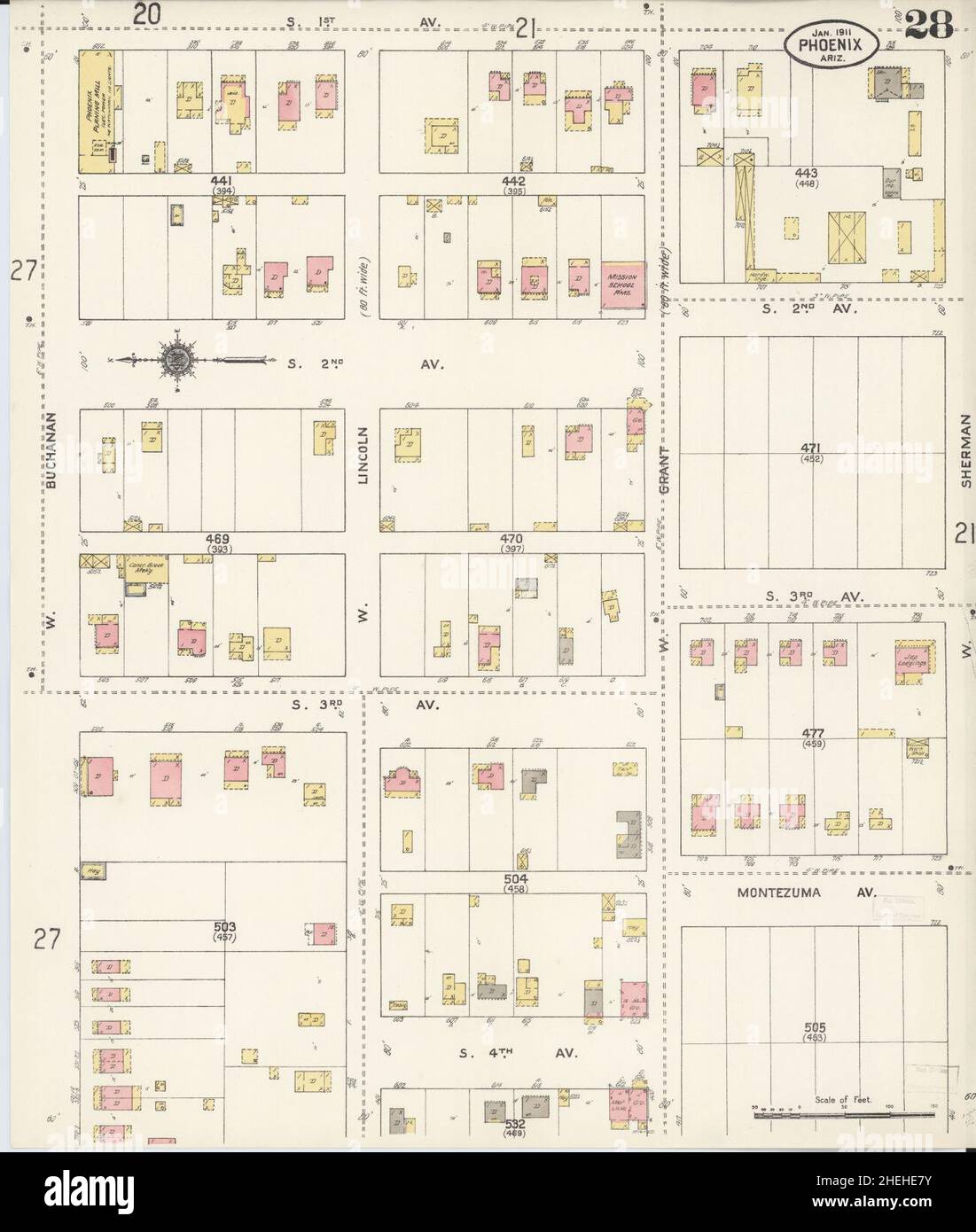 Sanborn Fire Insurance Map da Phoenix, Maricopa County, Arizona. Foto Stock