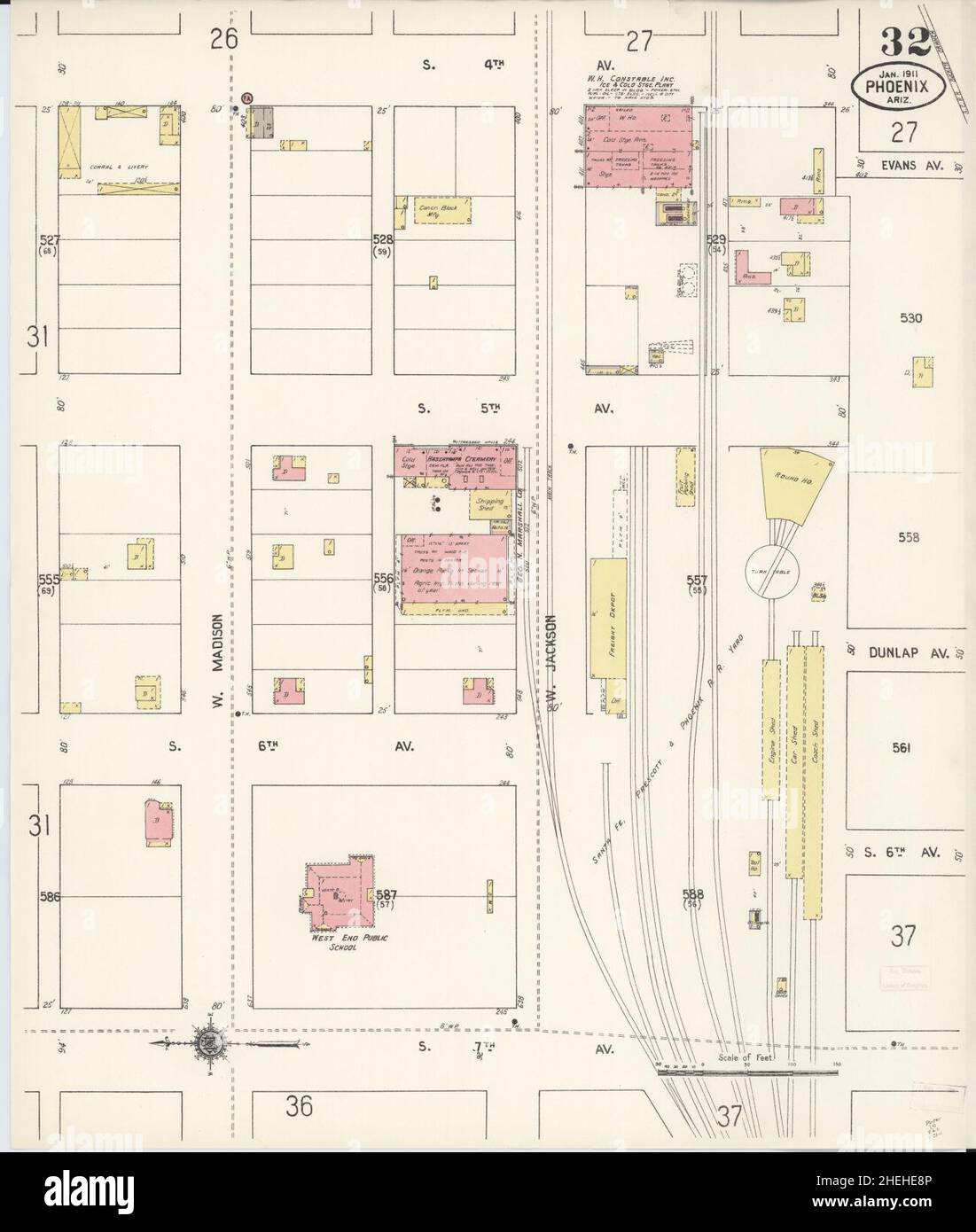 Sanborn Fire Insurance Map da Phoenix, Maricopa County, Arizona. Foto Stock